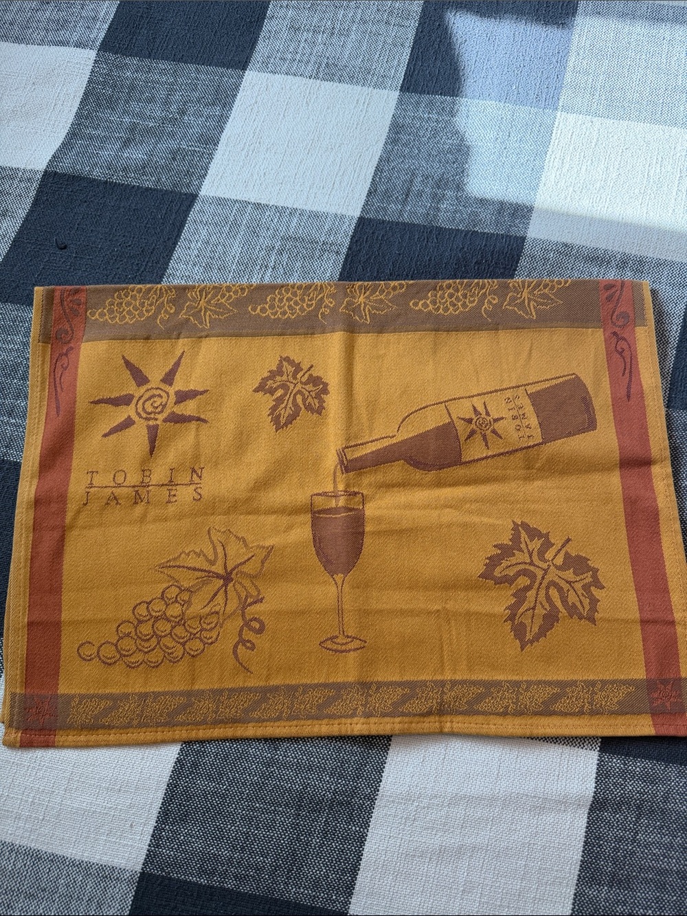 Gold & Brown Wine-Themed Kitchen Towel